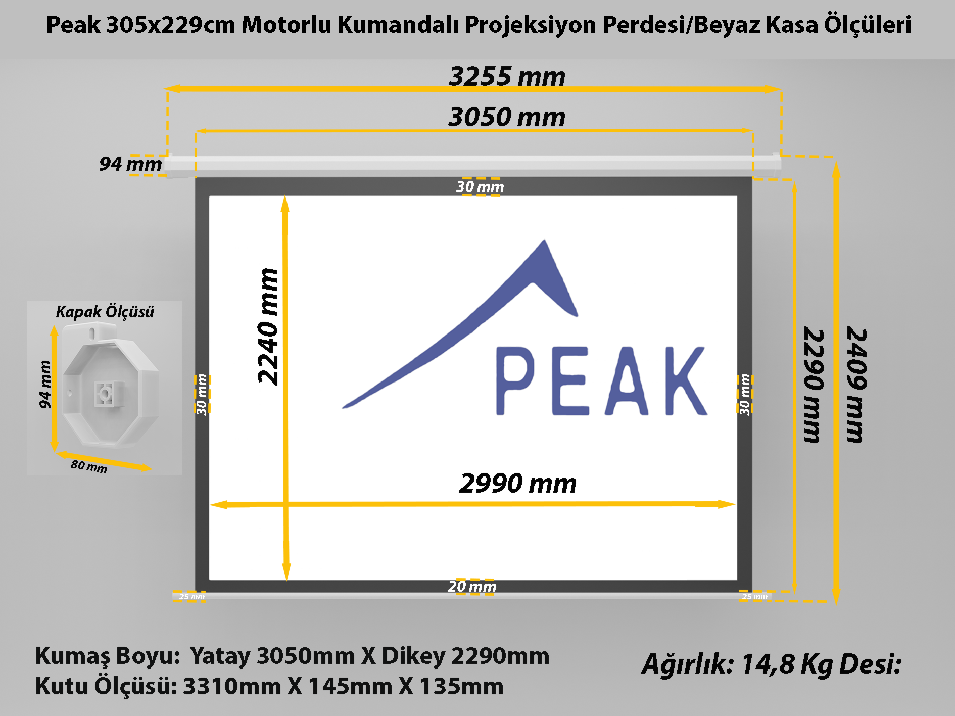 Peak-M150-305×229-cm-motorlu-kumandali-projeksiyon-perdesi-beyaz-kasa görsel 8